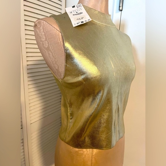 🔥🔥zara Gold metallic top NWOT - Picture 2 of 7